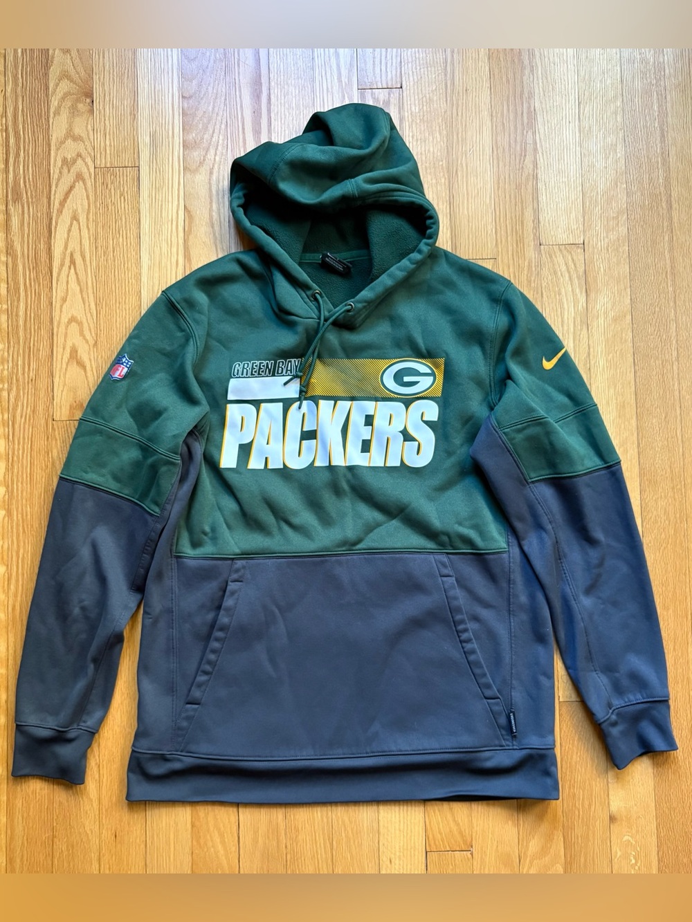 Green Bay Packers Nike Dri-Fit Onfield Men’s Hoodie Sweatshirt Large Green Gold